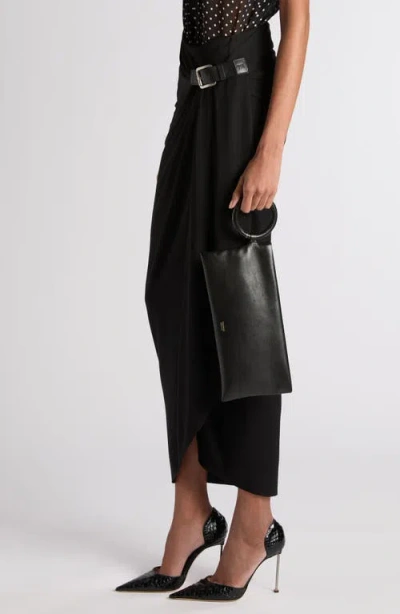 Tom Ford Aura Leather Clutch Bag With Lettering Logo On The Front In Black