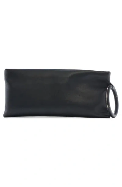 Tom Ford Aura Leather Clutch Bag With Lettering Logo On The Front In Black