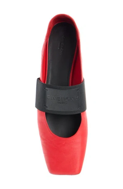 Givenchy Sliced Square Ballerinas In Textured-effect Leather In Red