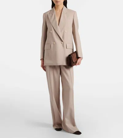 Max Mara Double-breasted Wool Blend Blazer In Pink