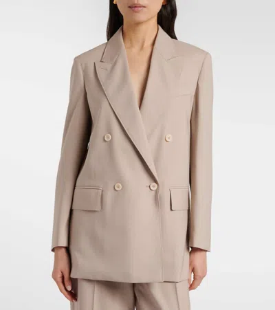 Max Mara Double-breasted Wool Blend Blazer In Pink