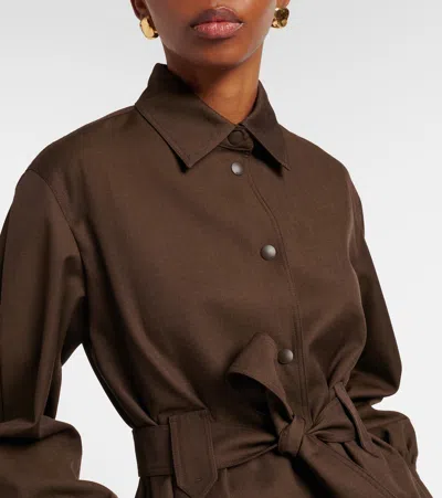 Max Mara Belted Virgin Wool Blazer In Brown