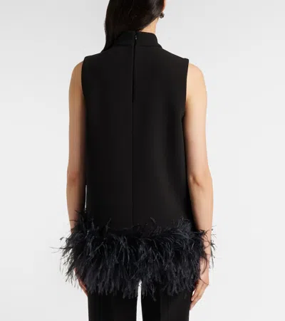 Max Mara Feather-trimmed Top In Black