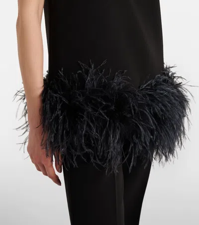 Max Mara Feather-trimmed Top In Black