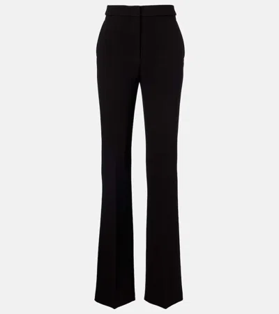 Max Mara Natural Stretch Pure Wool Flared Trousers In Black