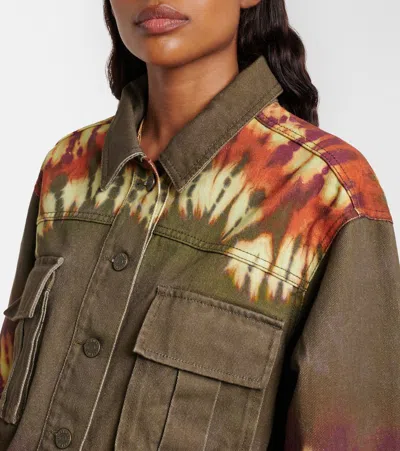 Alemais Marilyn Tie-dye Denim Utility Jacket In Green