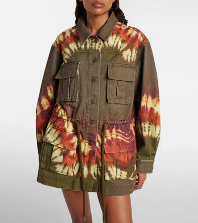 Alemais Marilyn Tie-dye Denim Utility Jacket In Green