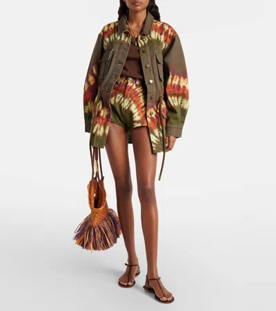 Alemais Marilyn Tie-dye Denim Utility Jacket In Green