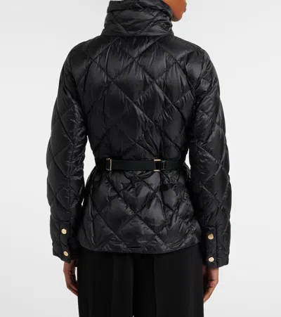 Max Mara Belted Quilted Down Jacket In Black