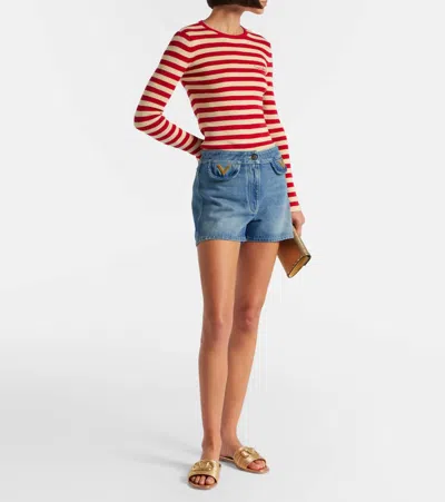 Valentino Garavani Vlogo Signature Metallic Leather Slide Sandal With Cornely Embroidery Woman Gold