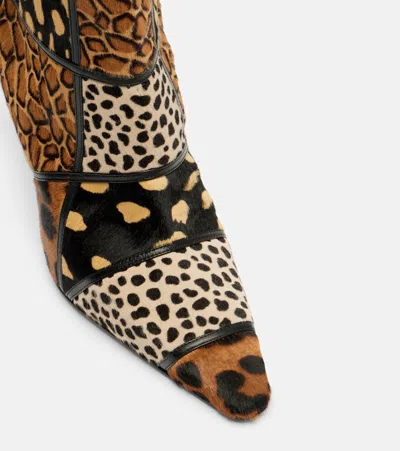 Manolo Blahnik Trulona 50 Leather-trimmed Patchwork Animal-print Calf Hair Ankle Boots In Brown