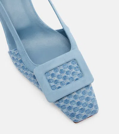 Roger Vivier Belle Vivier Slingback Pumps In Jacquard Denim In Blue