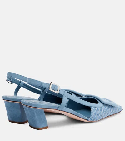 Roger Vivier Belle Vivier Slingback Pumps In Jacquard Denim In Blue