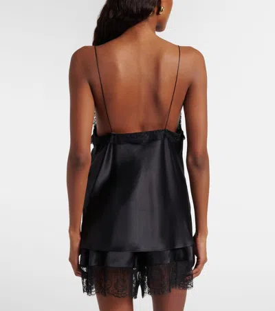 Nina Ricci Lace-trimmed Silk-blend Satin Camisole In Black