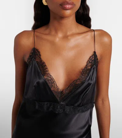 Nina Ricci Lace-trimmed Silk-blend Satin Camisole In Black