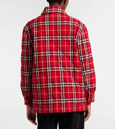 Burberry Check Wool Overshirt In Red