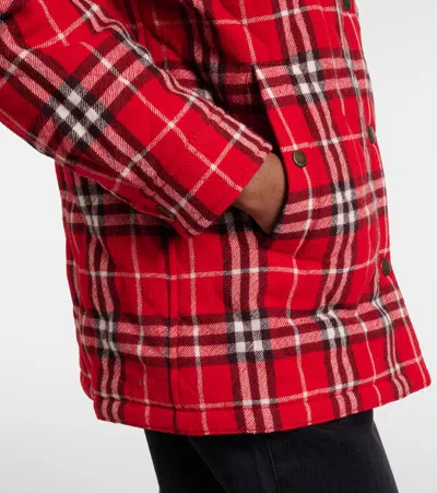 Burberry Check Wool Overshirt In Red