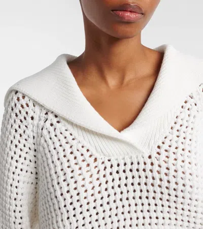 Brunello Cucinelli Women Sparkling Net Cotton Hooded Cardigan In White