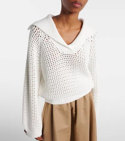 Brunello Cucinelli Women Sparkling Net Cotton Hooded Cardigan In White