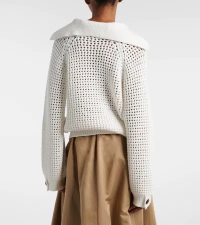 Brunello Cucinelli Women Sparkling Net Cotton Hooded Cardigan In White