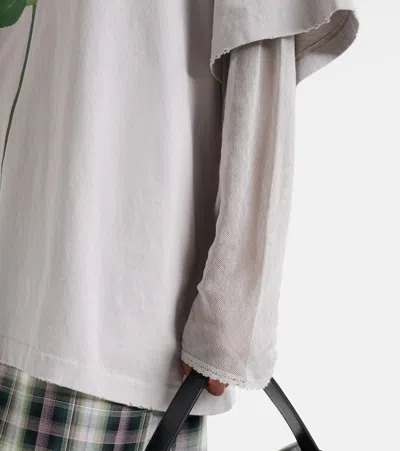 Acne Studios Women Cotton T-shirt With A Floral Print With A Contrasting Logo In Multi