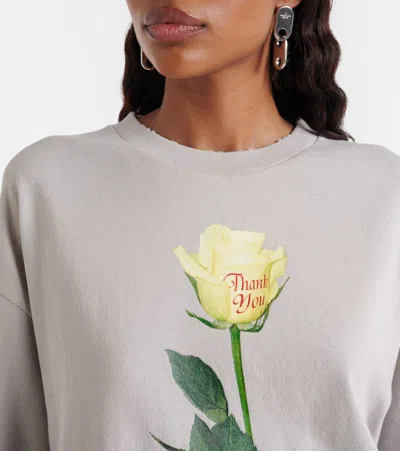 Acne Studios Women Cotton T-shirt With A Floral Print With A Contrasting Logo In Multi