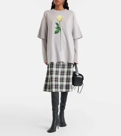 Acne Studios Women Cotton T-shirt With A Floral Print With A Contrasting Logo In Multi