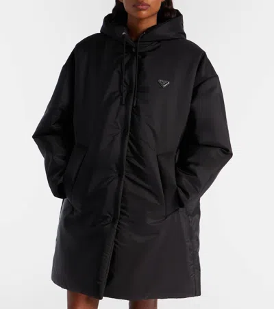 Prada Re-nylon Raincoat In Black
