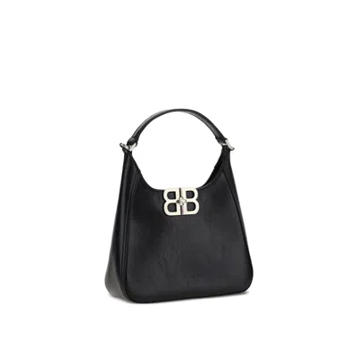 Balenciaga Bb Soft Lambskin Leather Hobo Bag In Black