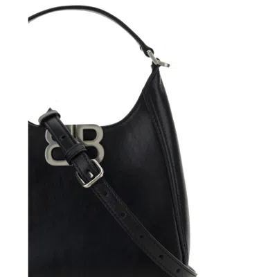 Balenciaga Bb Soft Lambskin Leather Hobo Bag In Black