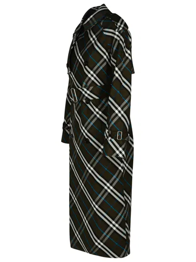 Burberry Snug Check-print Long Trench Coat In Black