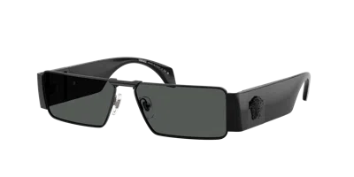 Versace 57mm Rectangular Sunglasses In Black