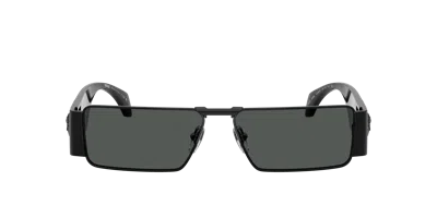 Versace 57mm Rectangular Sunglasses In Black