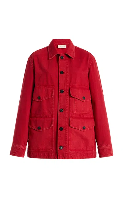 Nili Lotan Leroy Cotton Twill Utility Jacket In Red