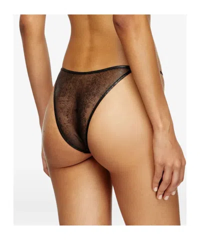 Diesel Metallic-effect String Briefs In Black