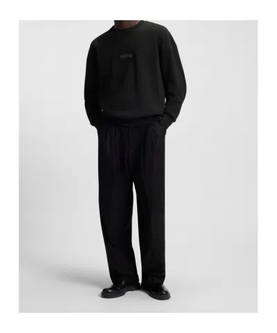 Hugo Boss Mens Black Brand-embroidered Relaxed-fit Cotton-blend Sweatshirt Xxl