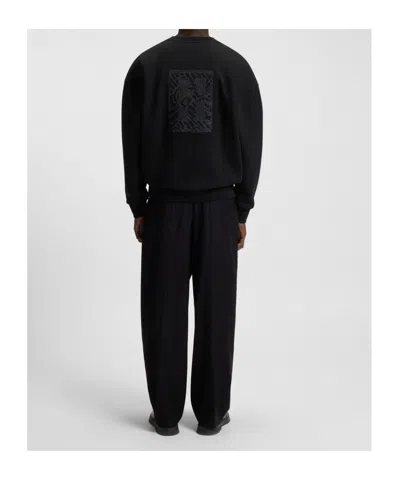 Hugo Boss Mens Black Brand-embroidered Relaxed-fit Cotton-blend Sweatshirt Xxl