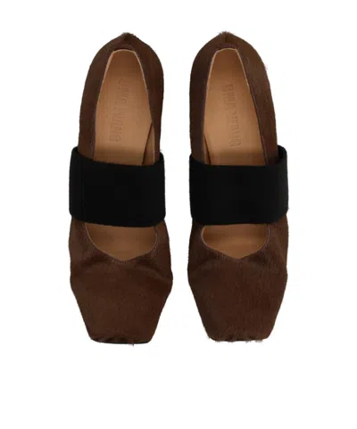 Uma Wang Elasticated-strap Pumps In Brown