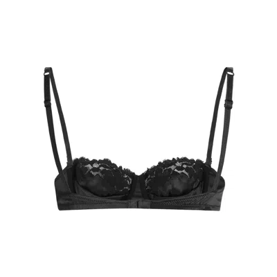 Dolce & Gabbana Silk Bra With Adjustable Shoulder Straps In Black