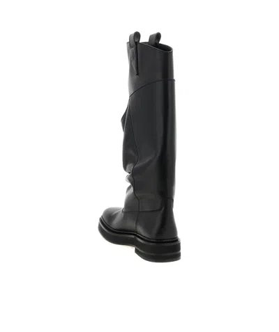 Attico Passeggiata Black Boots With Heel-tab And Rubber Sole In Leather Woman