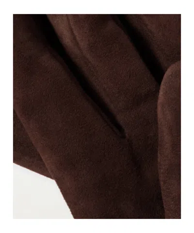 Nour Hammour Suede Gloves In Brown