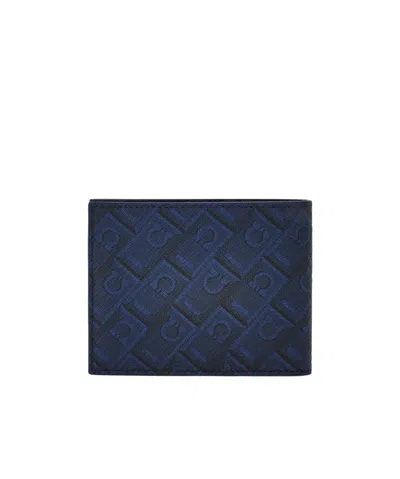 Ferragamo Monogram Hammered Leather Wallet In White