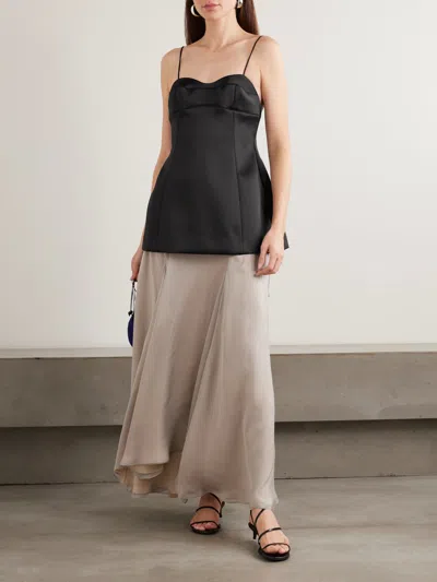 Rohe Paneled Duchesse-satin Peplum Bustier Top In Black