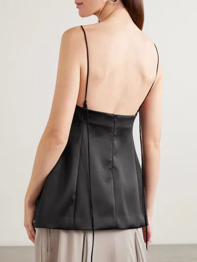 Rohe Paneled Duchesse-satin Peplum Bustier Top In Black