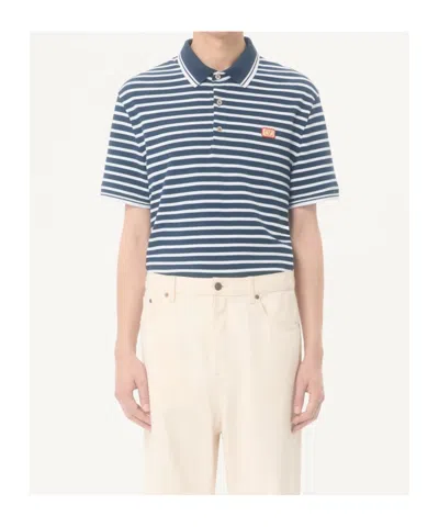 Valentino Garavani Signature Vlogo Patch Front Placket T-shirt In Size M In Blue