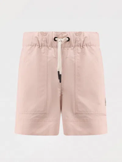 Moncler Light Pink Logo Patch Shorts In Pink