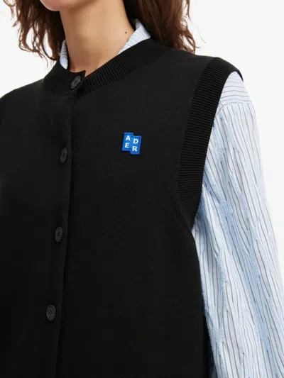 Ader Error Button Embroidered Vest In Black