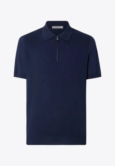 Corneliani Half-zip Polo T-shirt In Blue