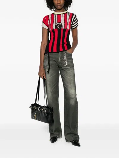 Ottolinger Striped Knit T-shirt In Multi