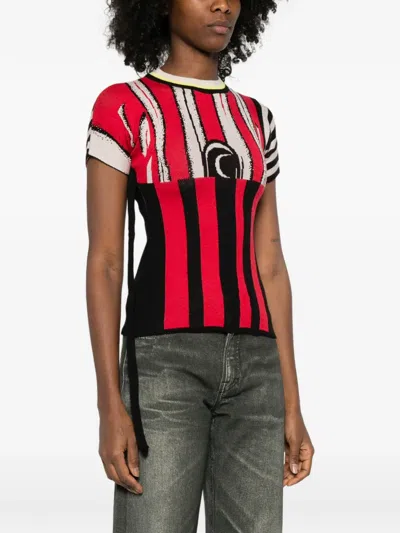Ottolinger Striped Knit T-shirt In Multi